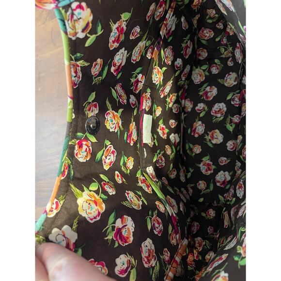 Vera Bradley English Rose Pattern Two-Way Tote Handbag Brown Pink Peach & Green - Picture 4 of 5
